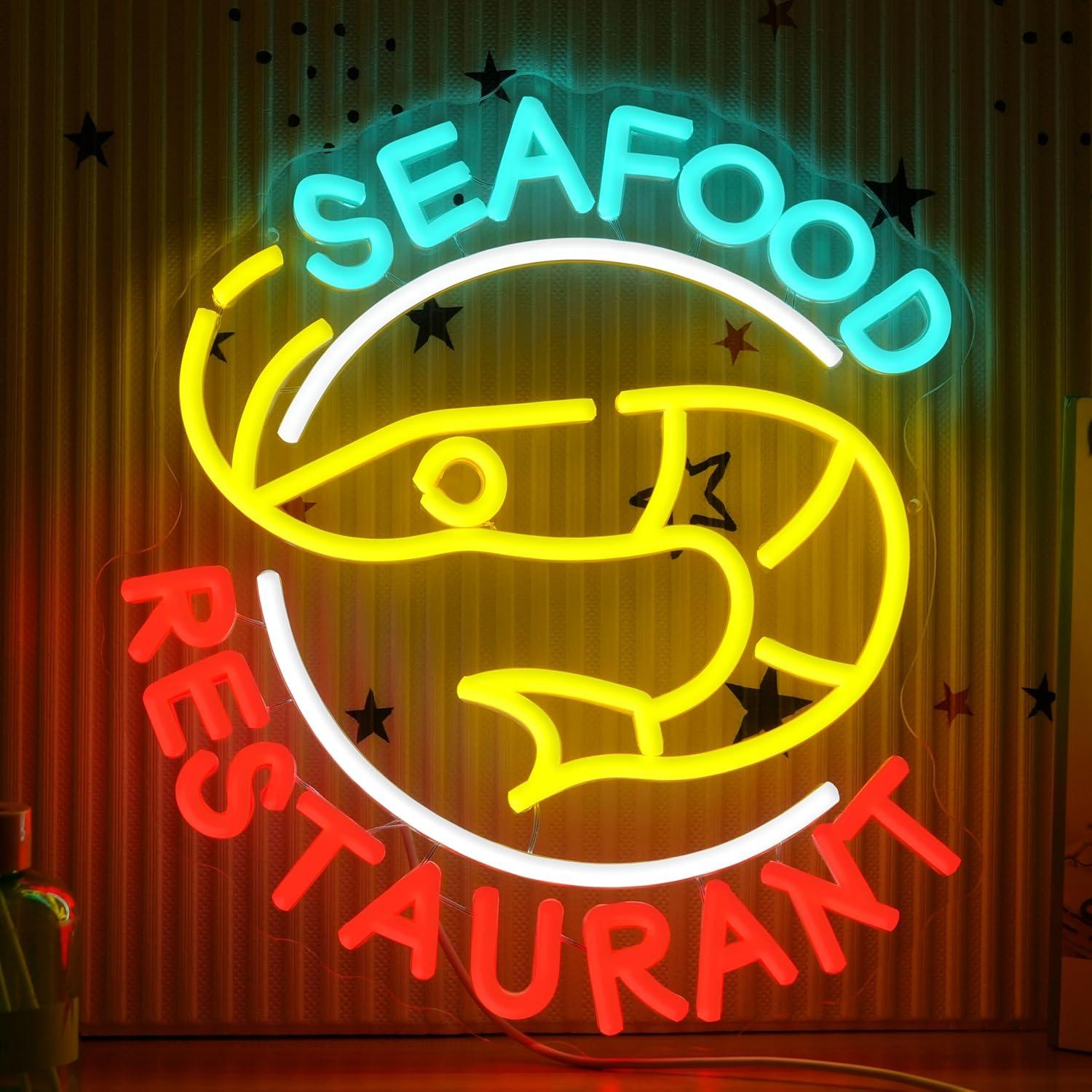 Led Lighting Wall Decor - Seafood Restaurant Neon Sign Dimmable LED