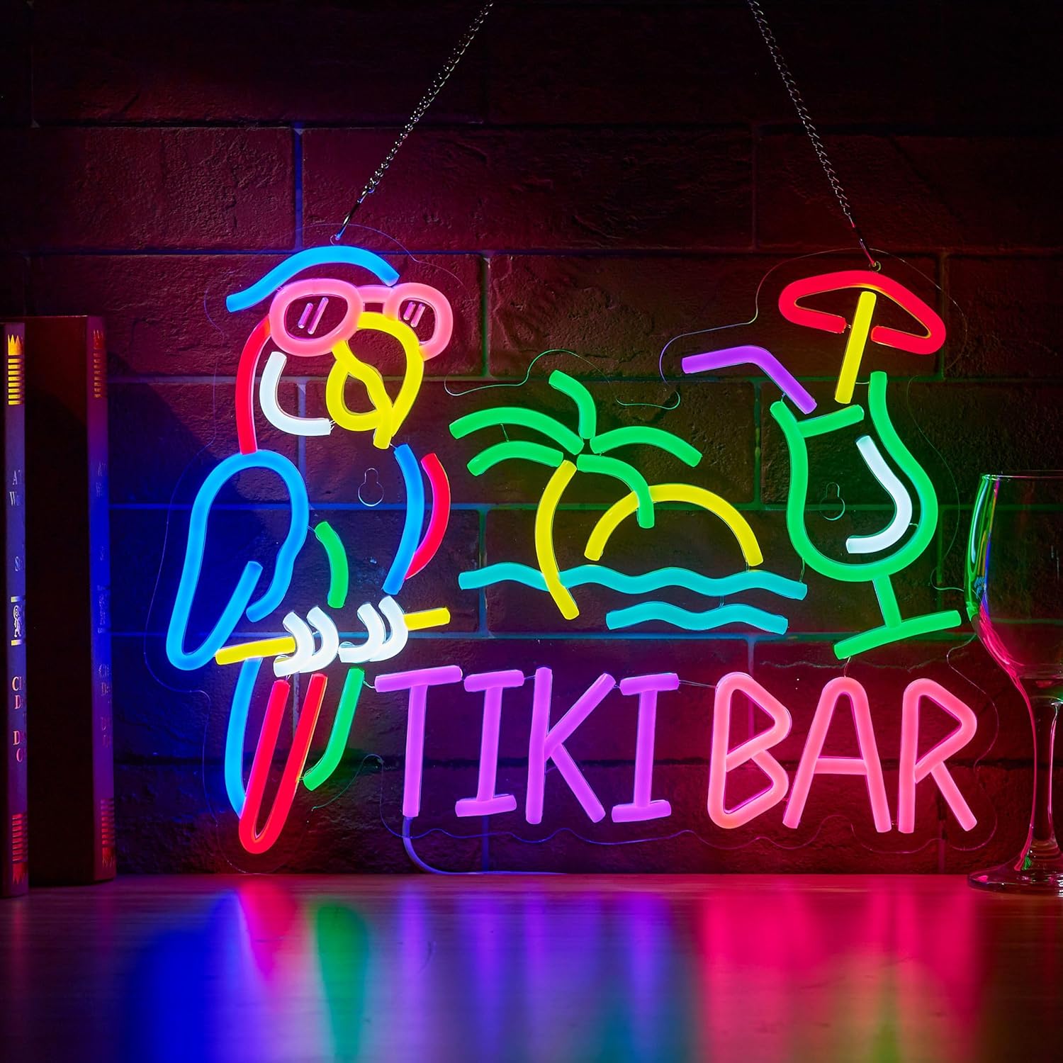 Led Lighting Wall Decor - Tiki Bar Parrot Palm Tree Neon