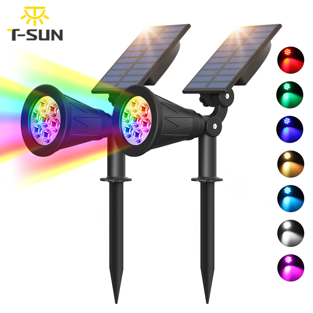 Lighting Decor Sunrise - 1pc/2pcs 7LED Solar Spotlight Auto Color-Changing