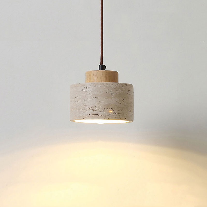 Japanese Lighting Decor - Natural Yellow Cave Stone Pendant Light