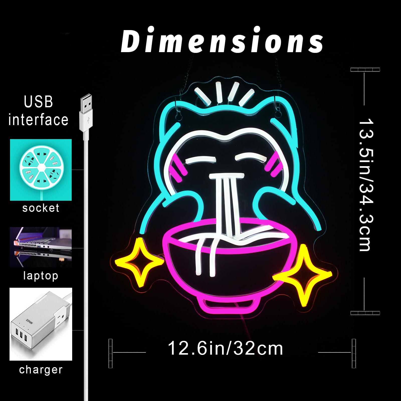 LED Ramen Neon Light - Cute Be - Japanese Lighting Decor recension och pris