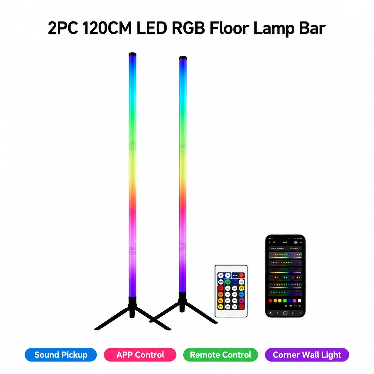 2 Pack RGB LED Corner Floor La - Decor Lighting Floor Lamps recension och pris