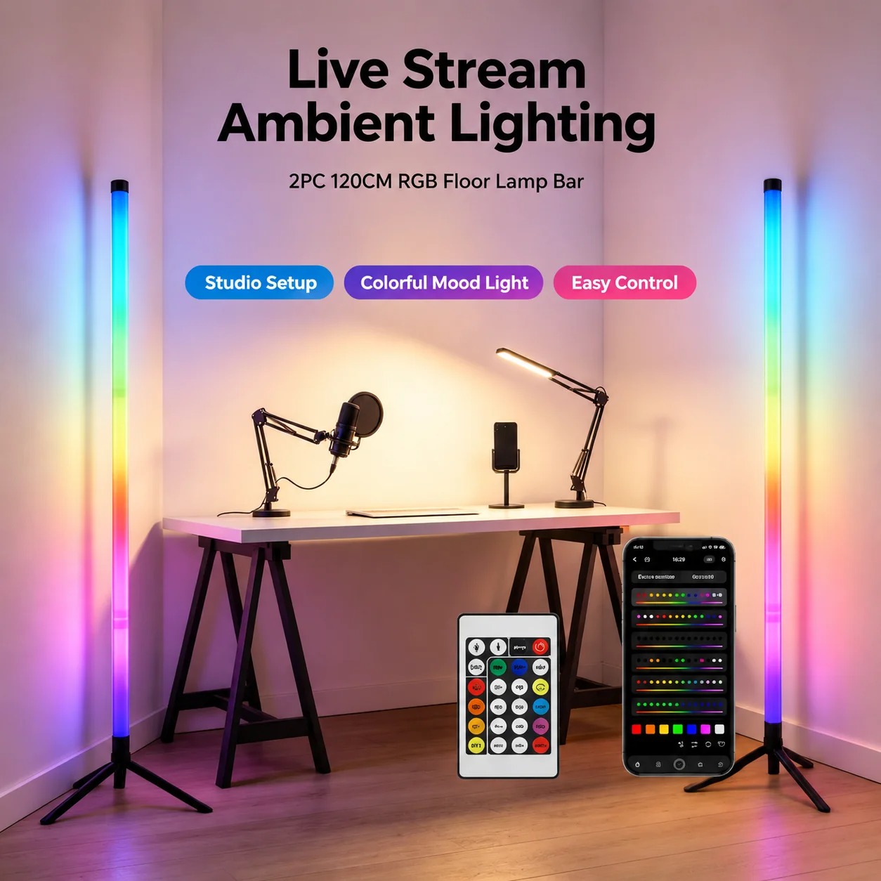 2 Pack RGB LED Corner Floor La - Decor Lighting Floor Lamps recension och pris
