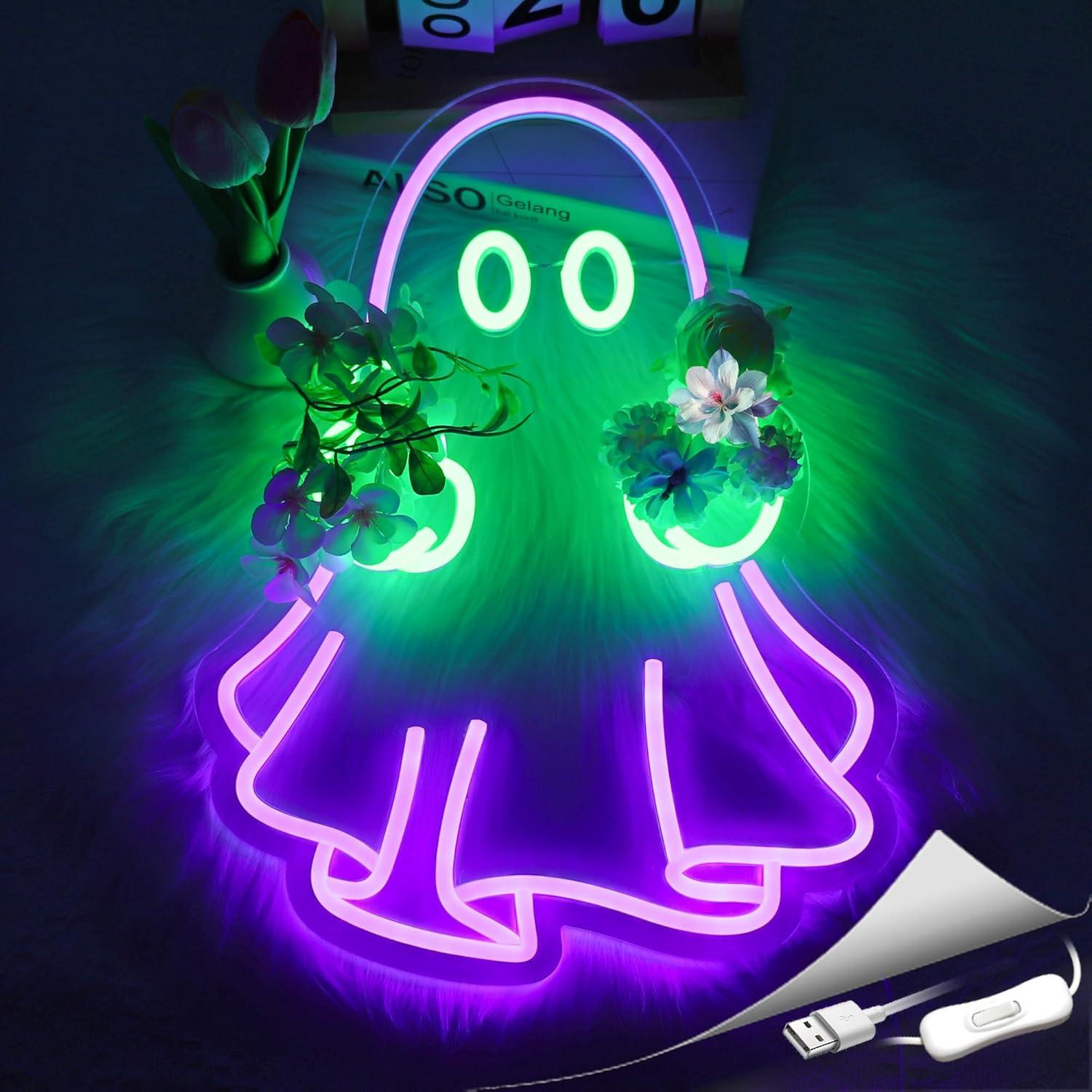 Ghost Neon Sign USB Powered LE - Led Lighting Wall Decor recension och pris