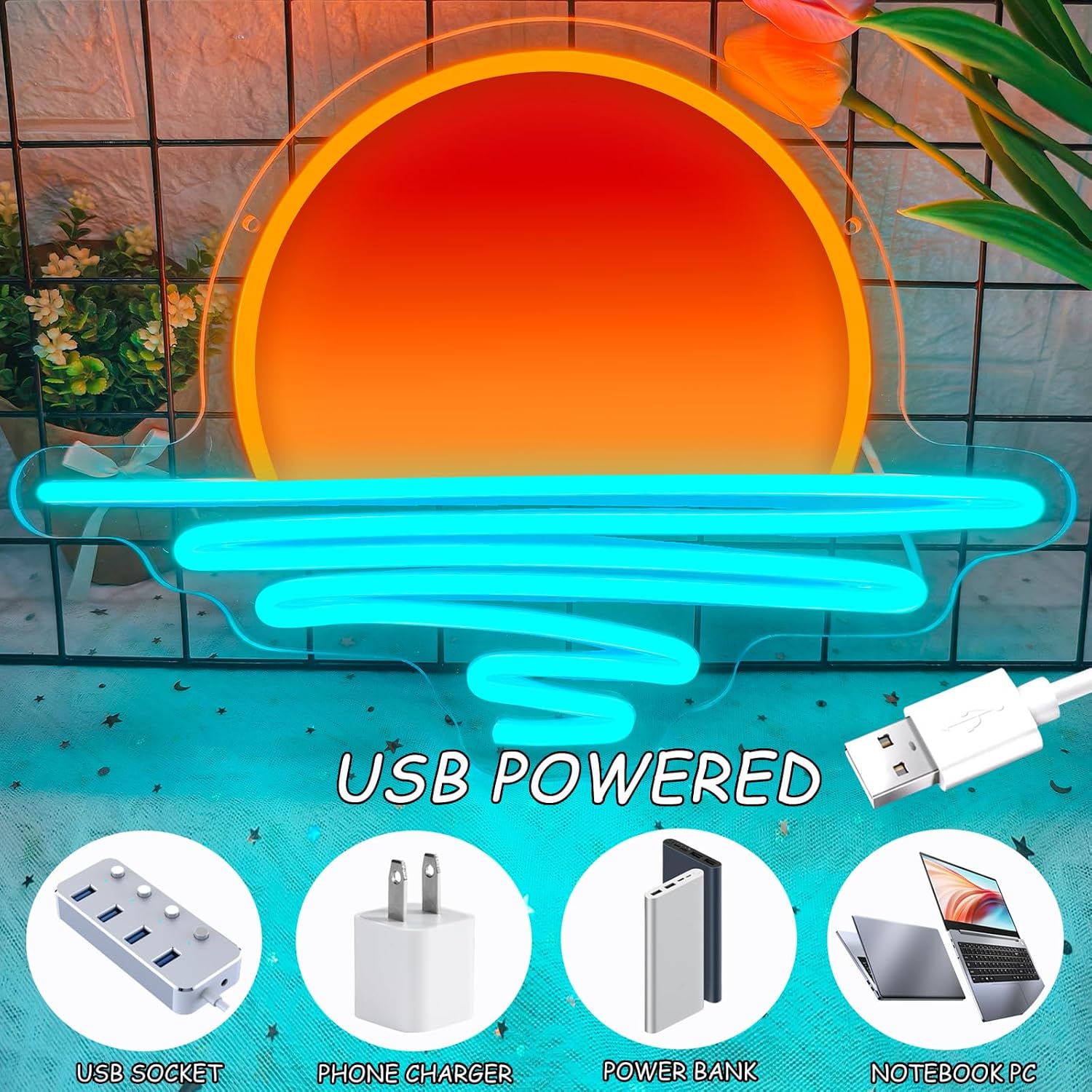 Sunrise Sunset Neon Sign USB P - Lighting Decor Sunrise recension och pris