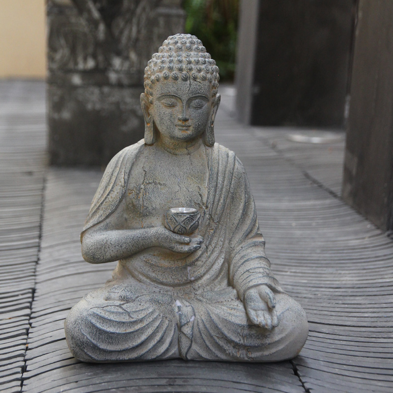 Resin Solar Buddha Statue Scul - Japanese Lighting Decor recension och pris