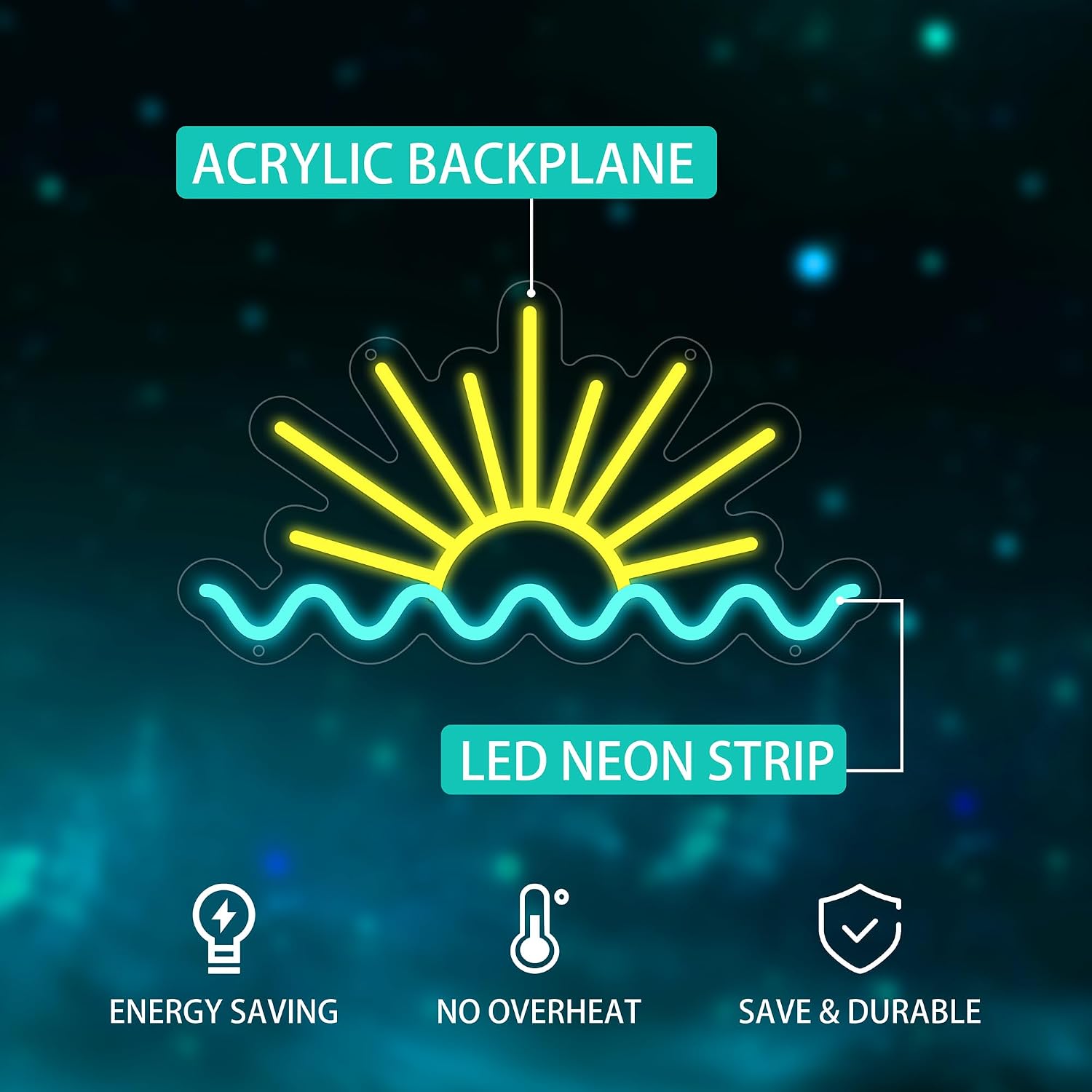 Sunrise Ocean Wave Neon Sign U - Lighting Decor Sunrise recension och pris