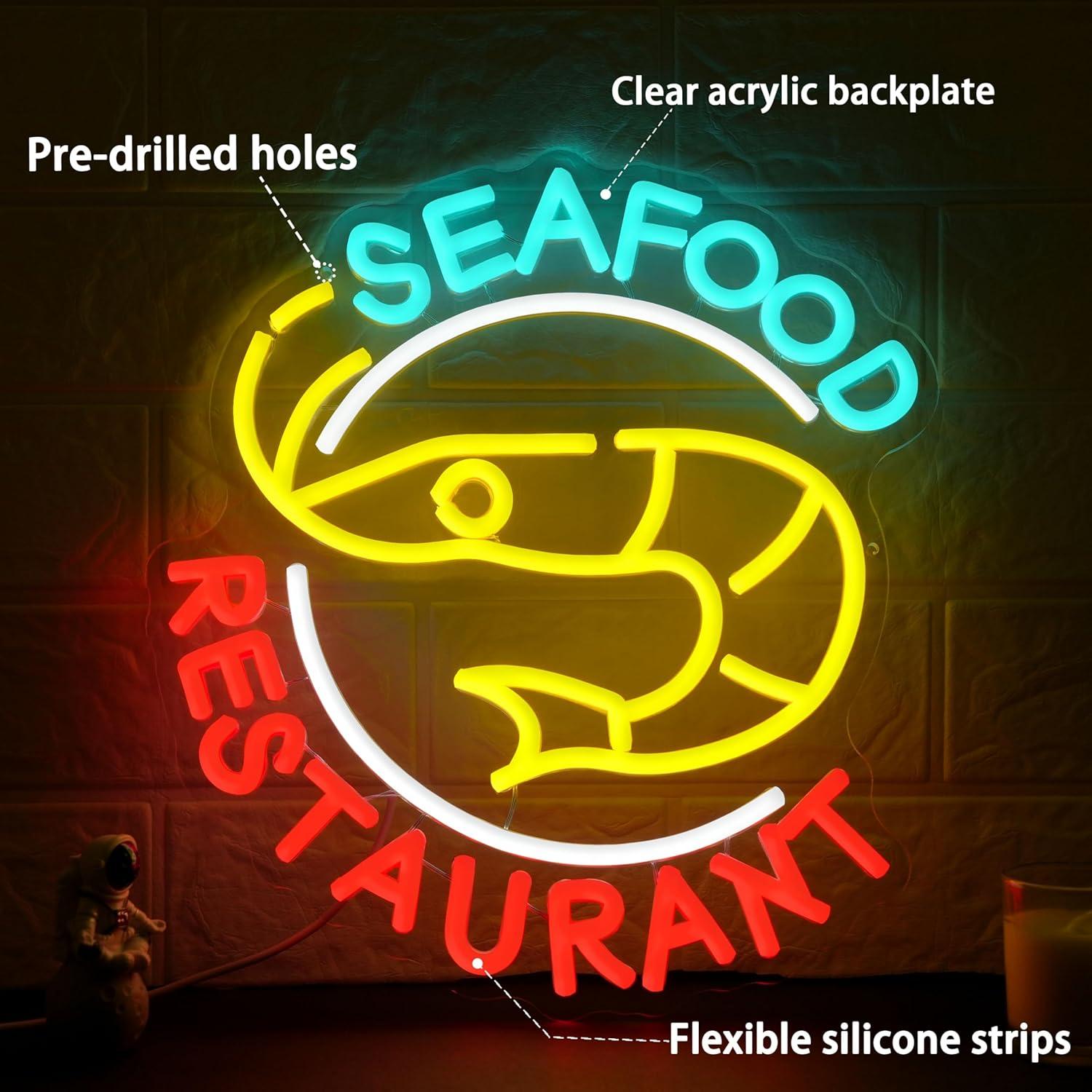 Seafood Restaurant Neon Sign D - Led Lighting Wall Decor recension och pris