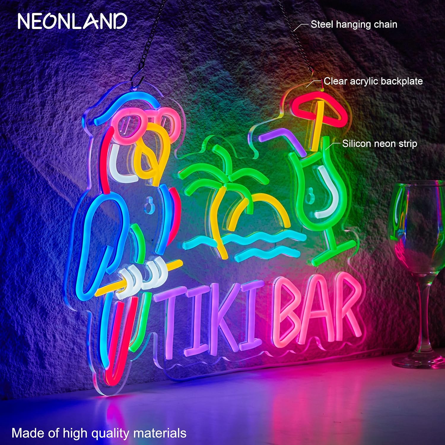 Tiki Bar Parrot Palm Tree Neon - Led Lighting Wall Decor recension och pris