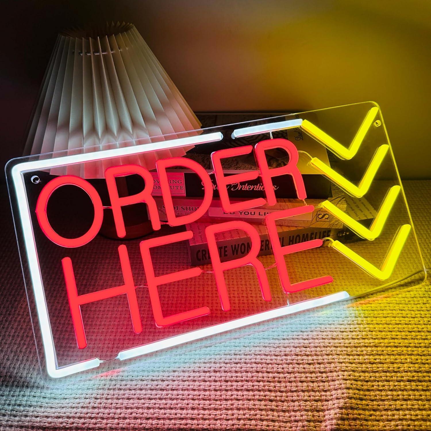 Order Here Neon Sign USB Dimma - Led Lighting Wall Decor recension och pris