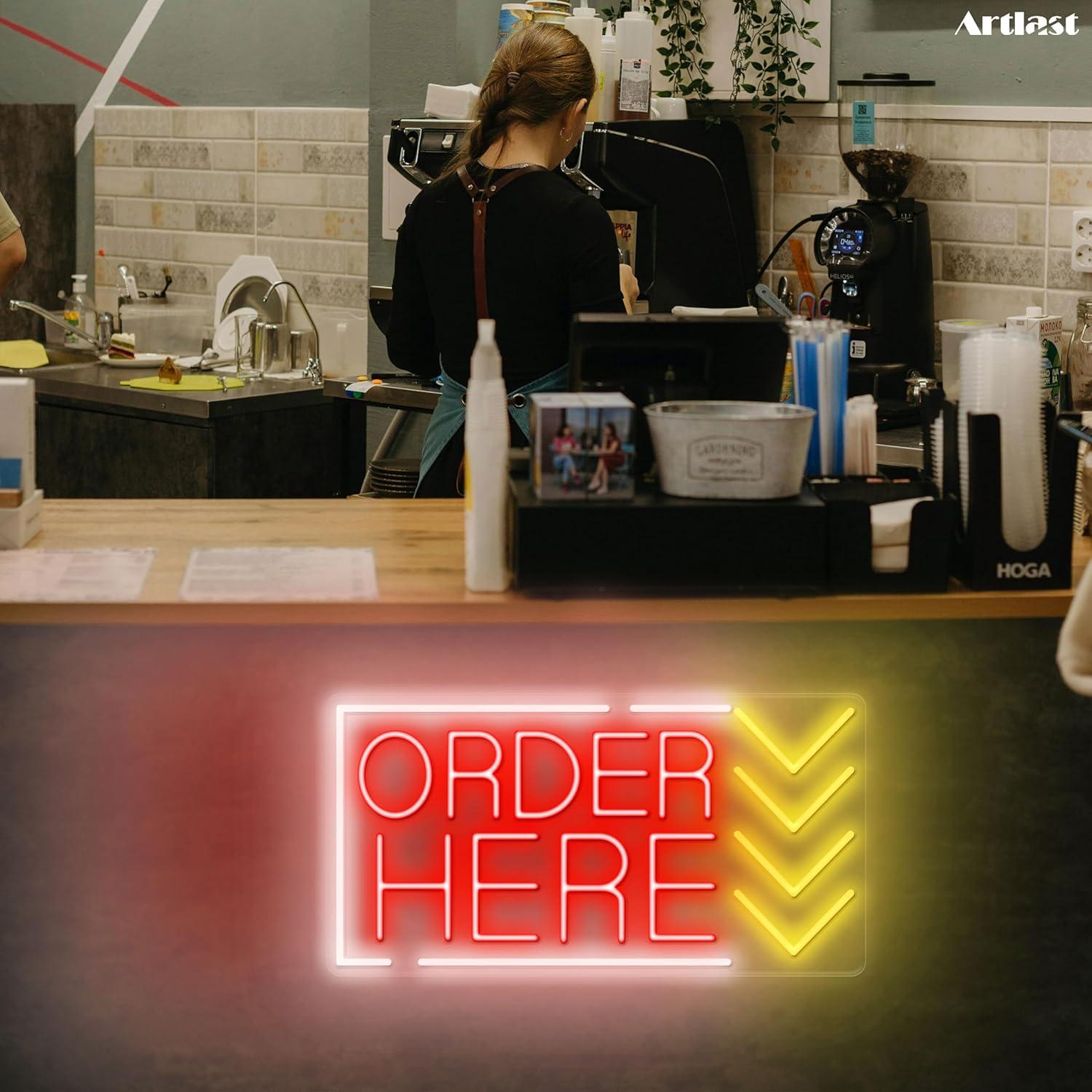 Order Here Neon Sign USB Dimma - Led Lighting Wall Decor recension och pris