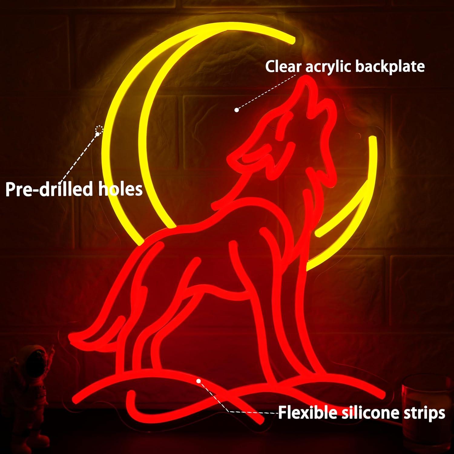 Howling Wolf Neon Sign Dimmabl - Led Lighting Wall Decor recension och pris